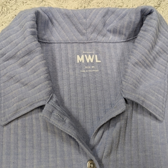 Madewell Sweater Women's M Blue Light MWL Brushed Rib Cropped Cardigan Cozy - Picture 2 of 8